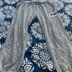 PINK gray varsity sweats